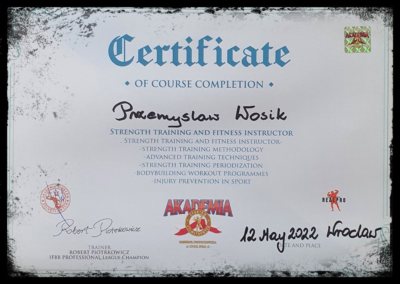 Certyfikat Strength Training Instructor